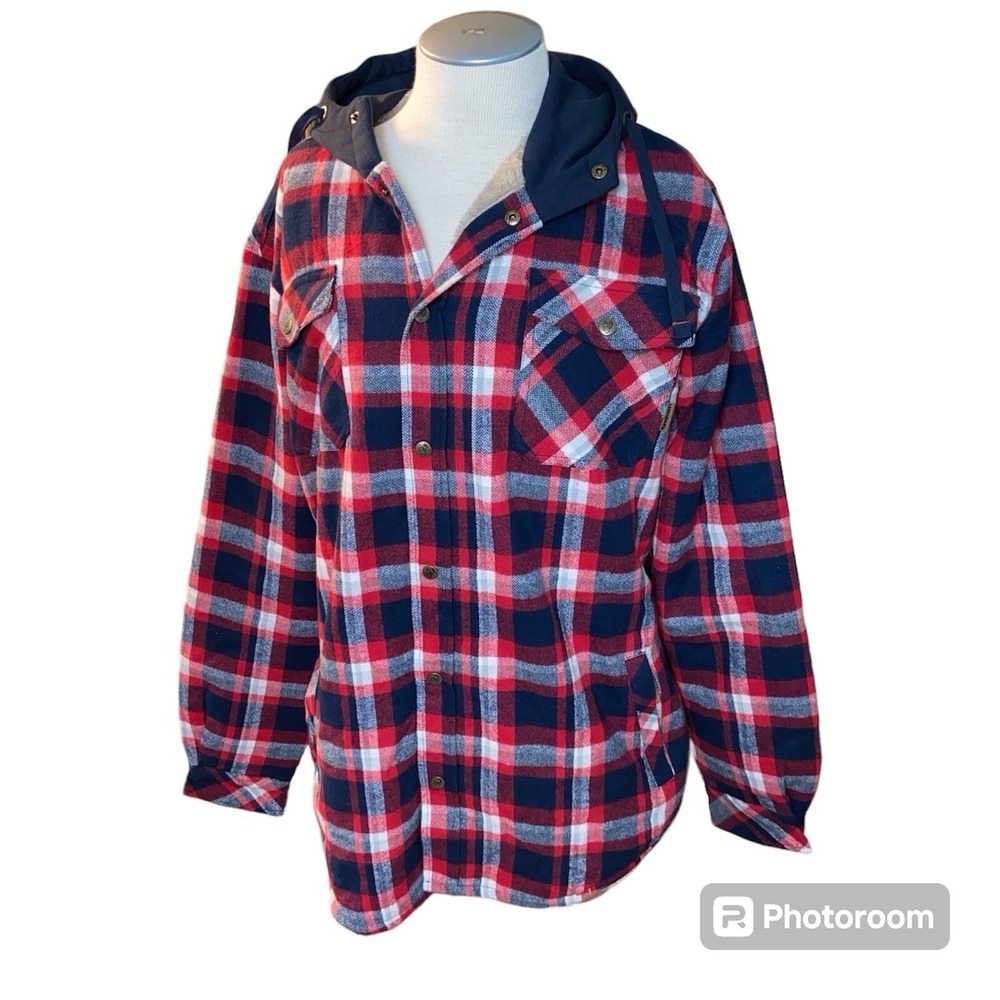 legendary whitetails flannel Sherpa Lined XLT Hooded Jacket Mens Berber Camp
